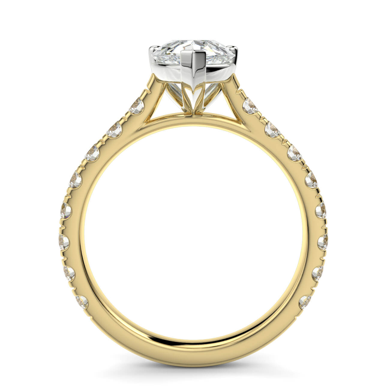 Prestige Pear Cut Diamond Engagement Ring In Yellow and White Gold – Australian Diamond Network