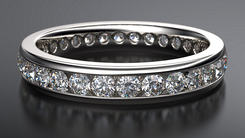 channel set round brilliant diamond platinum eternity ring - Australian Diamond Network