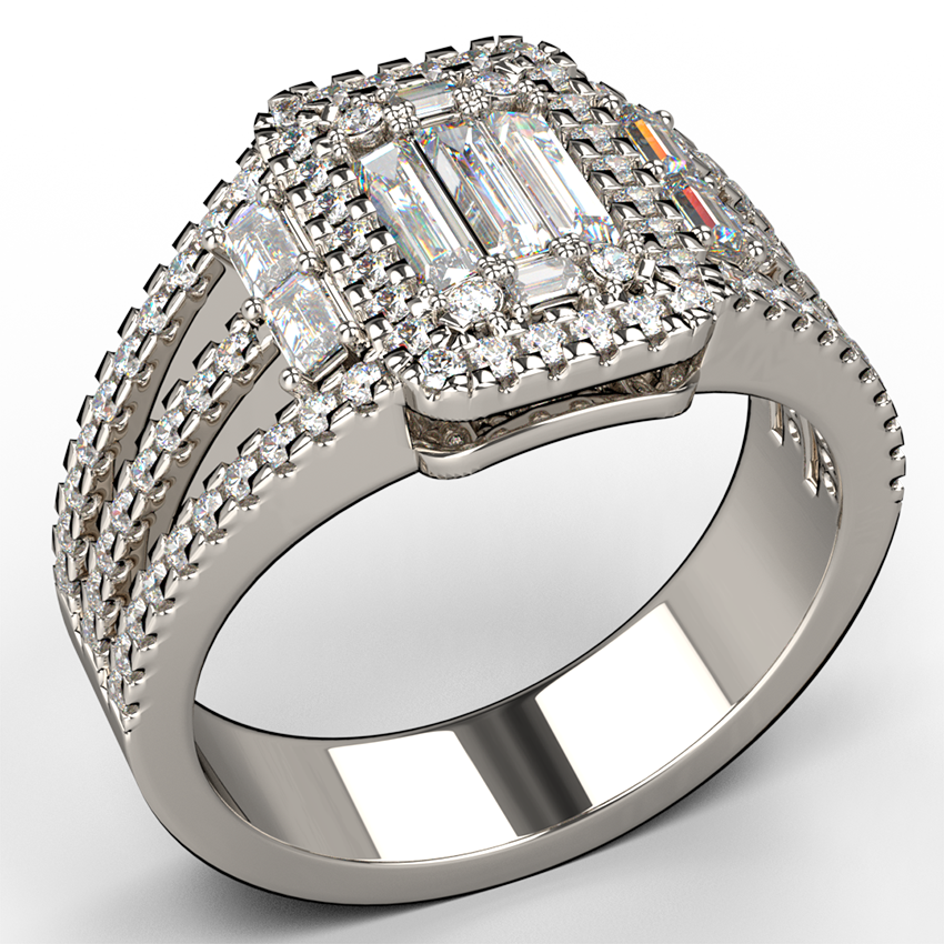 split band baguette engagement ring - Australian Diamond Network