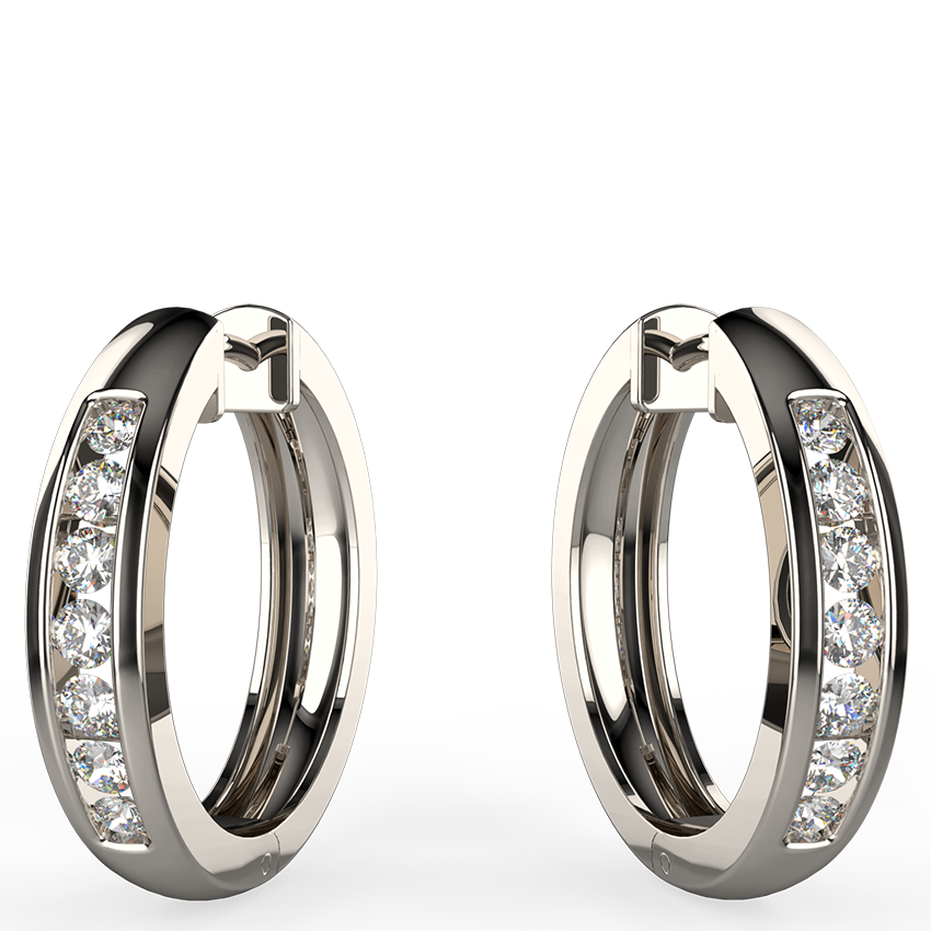 white gold huggie diamond hoop earrings - Australian Diamond Network