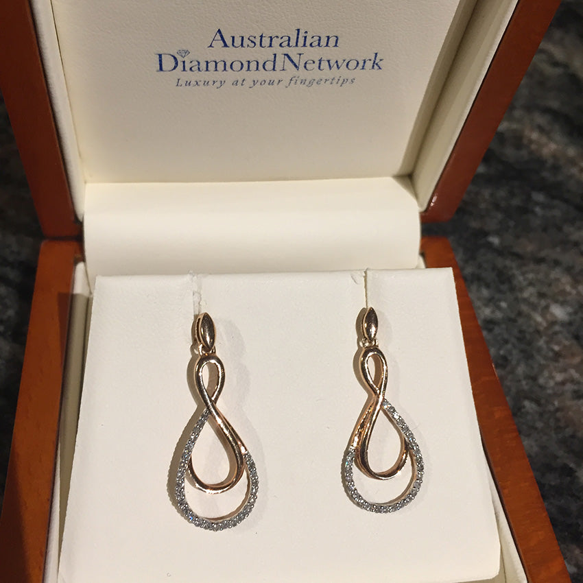 rose gold white gold diamond drop earrings - Australian Diamond Network
