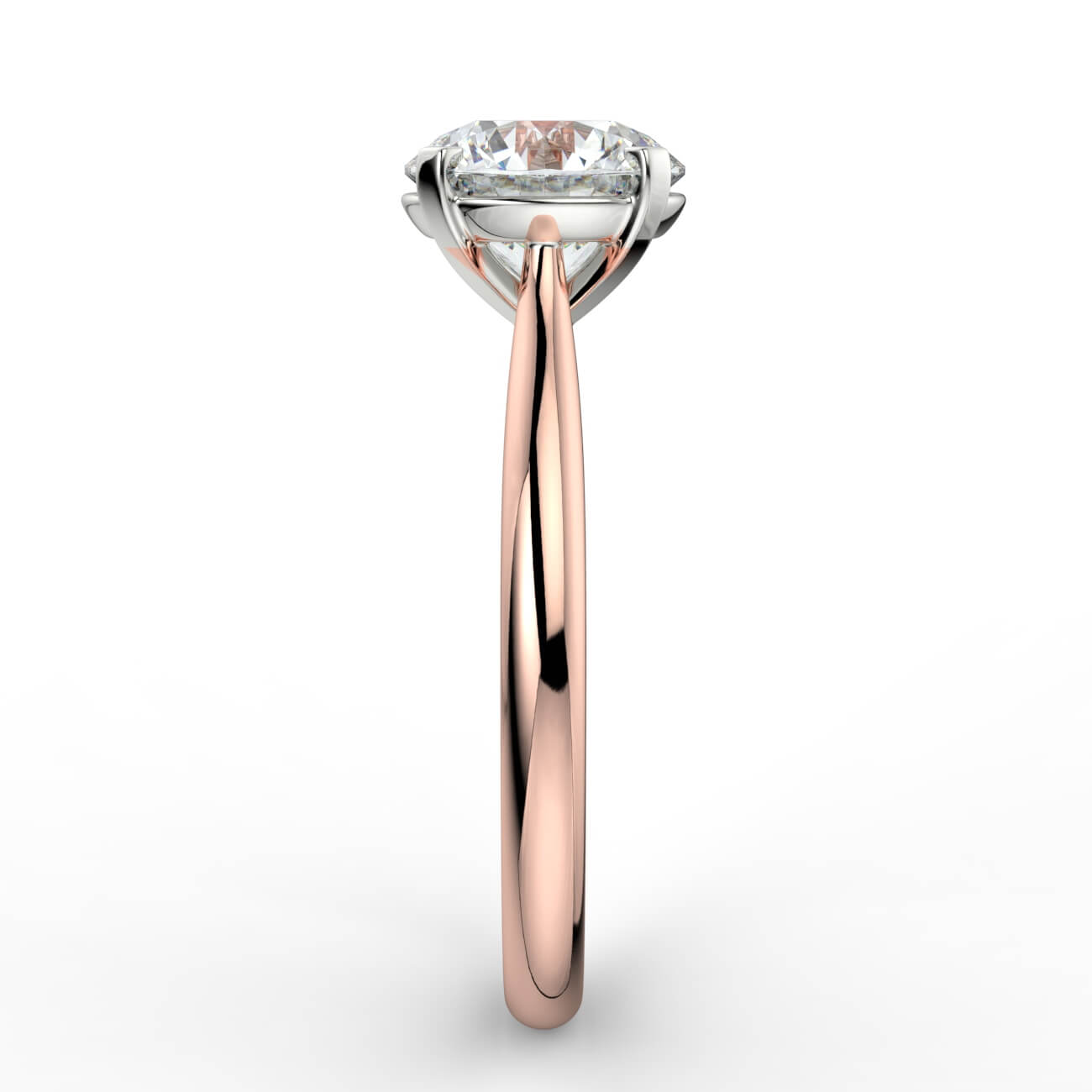 Round brilliant cut diamond cathedral engagement ring in rose and white gold – Australian Diamond Network