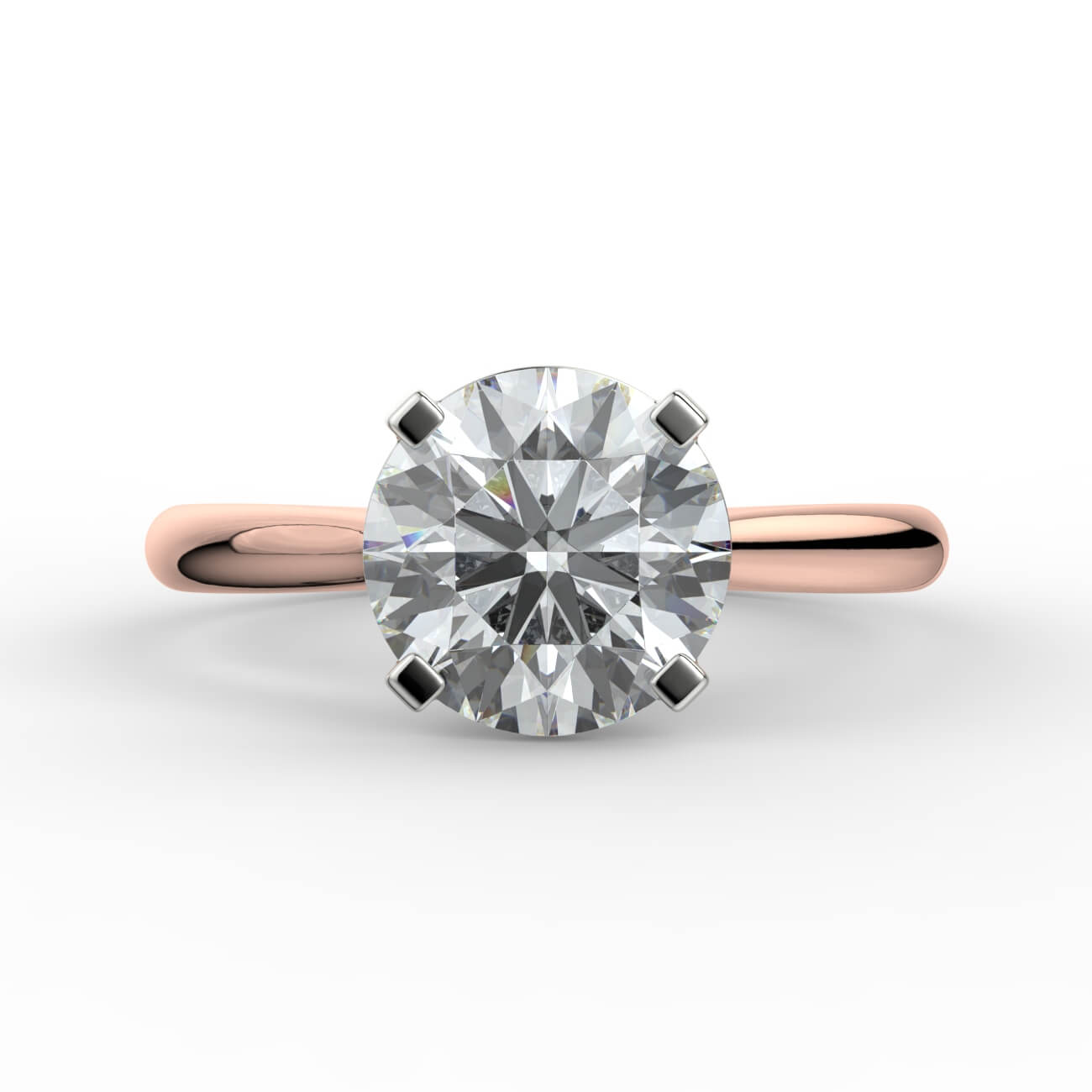 Round brilliant cut diamond cathedral engagement ring in white and rose gold – Australian Diamond Network