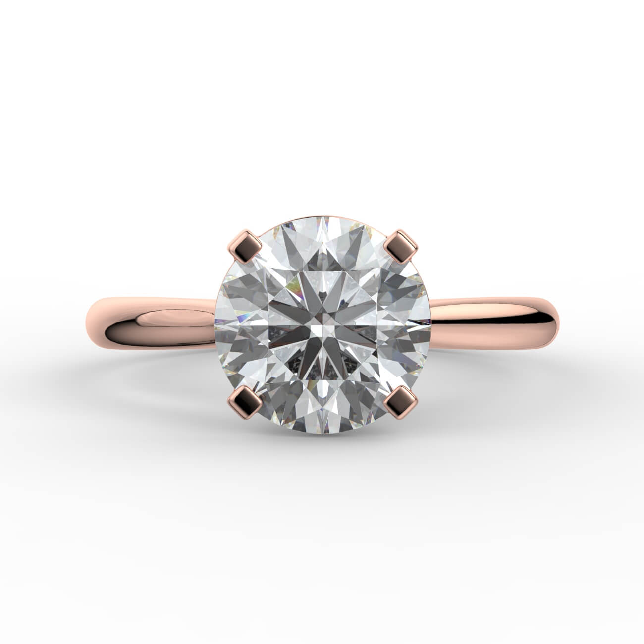 Round brilliant cut diamond cathedral engagement ring in rose gold – Australian Diamond Network