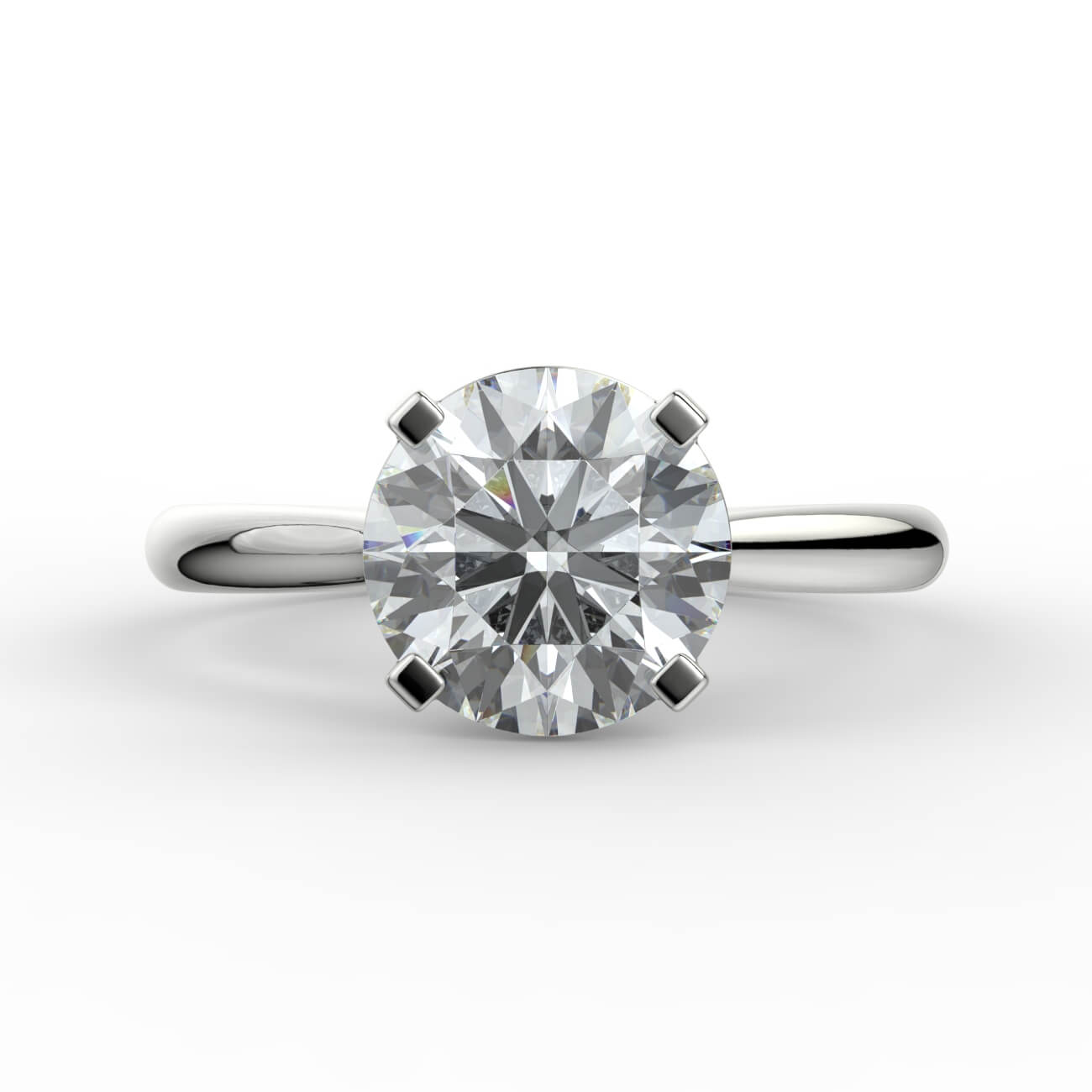 Round brilliant cut diamond cathedral engagement ring in white gold – Australian Diamond Network