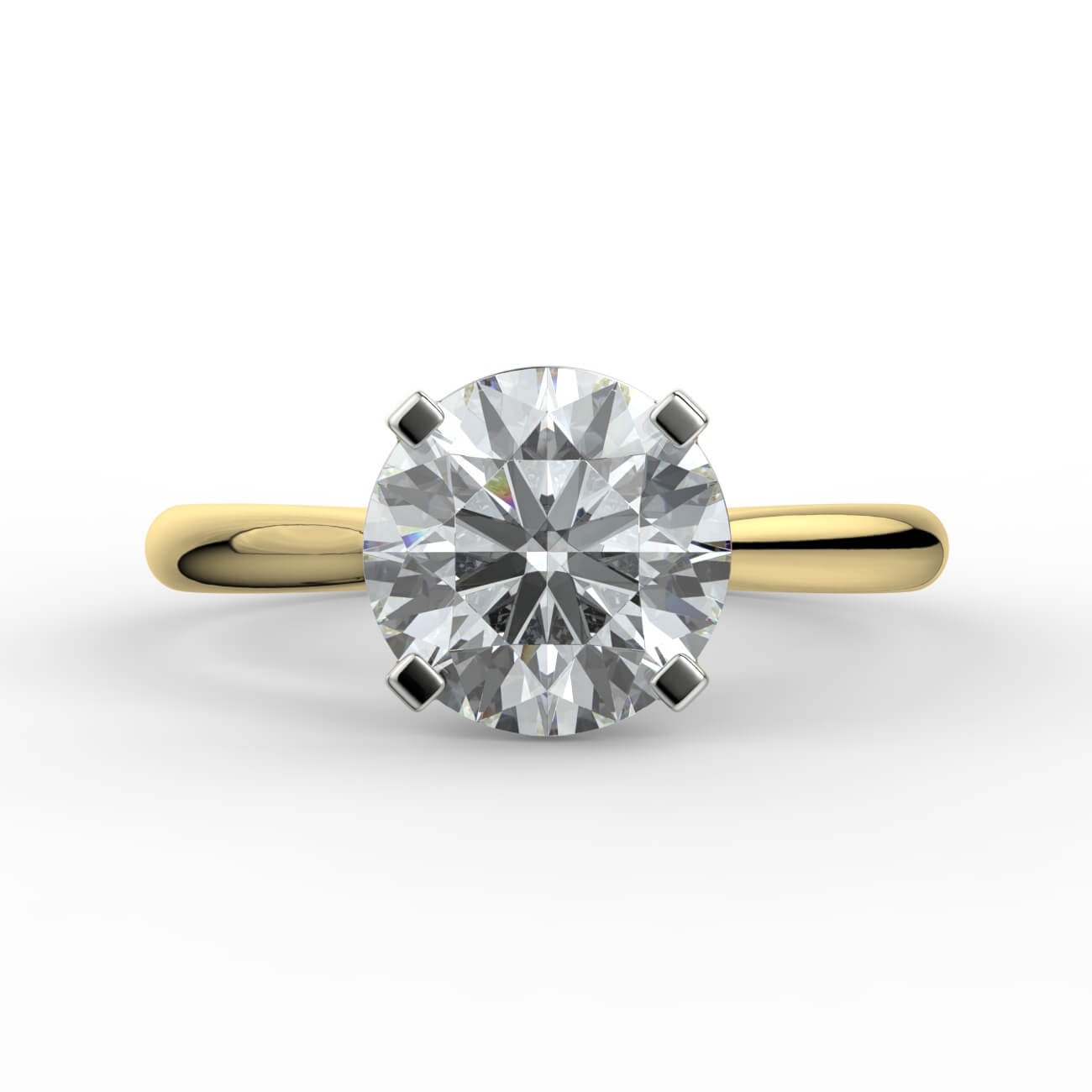 Round brilliant cut diamond cathedral engagement ring in white and yellow gold – Australian Diamond Network