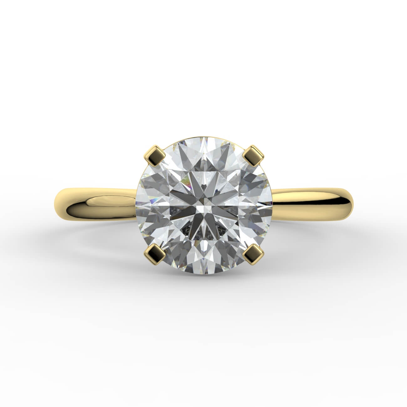 Round brilliant cut diamond cathedral engagement ring in yellow gold – Australian Diamond Network