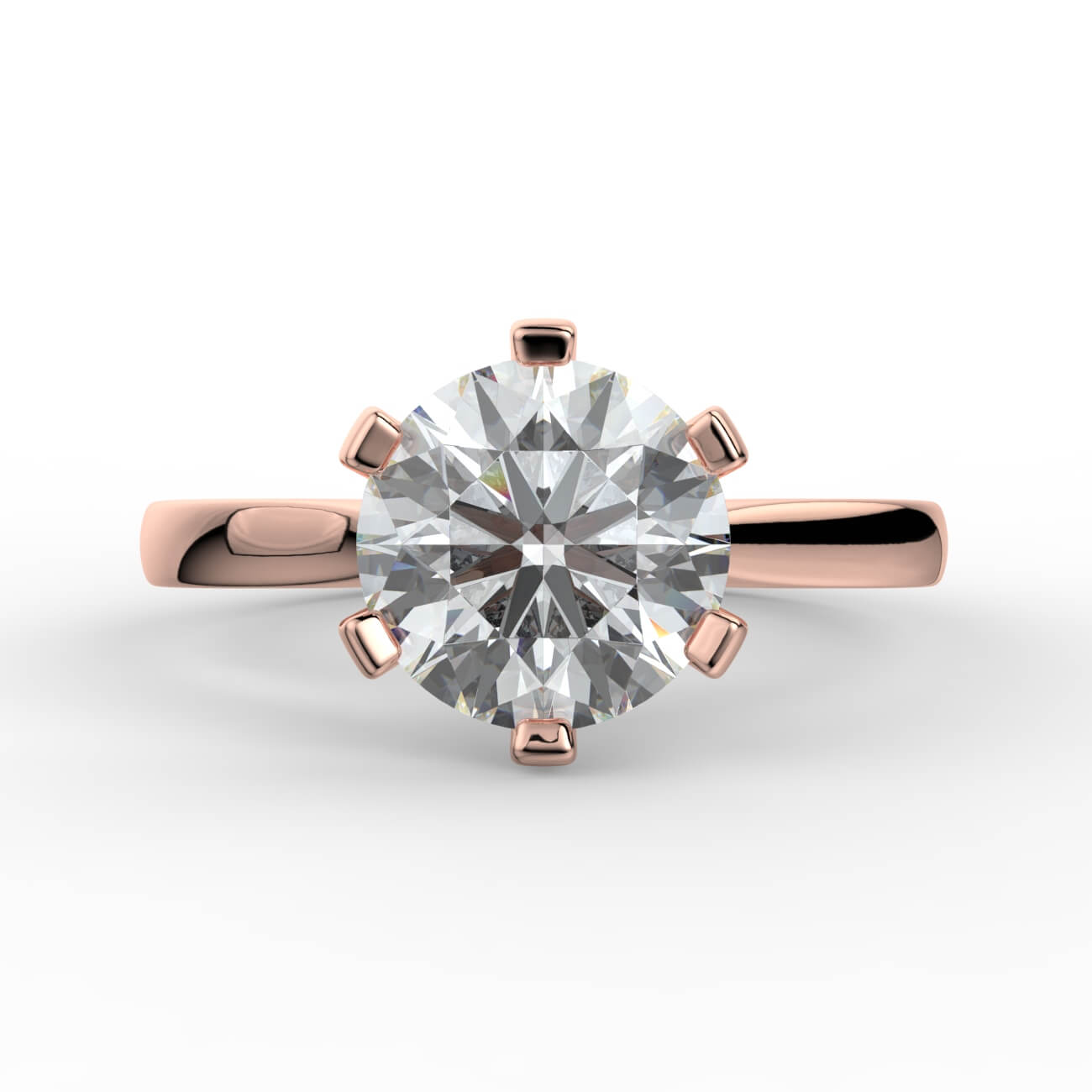 Round brilliant cut diamond cathedral engagement ring in rose gold – Australian Diamond Network