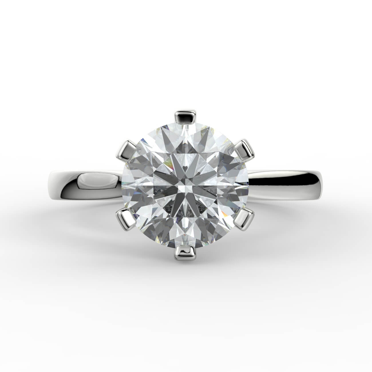 Round brilliant cut diamond cathedral engagement ring in white gold – Australian Diamond Network