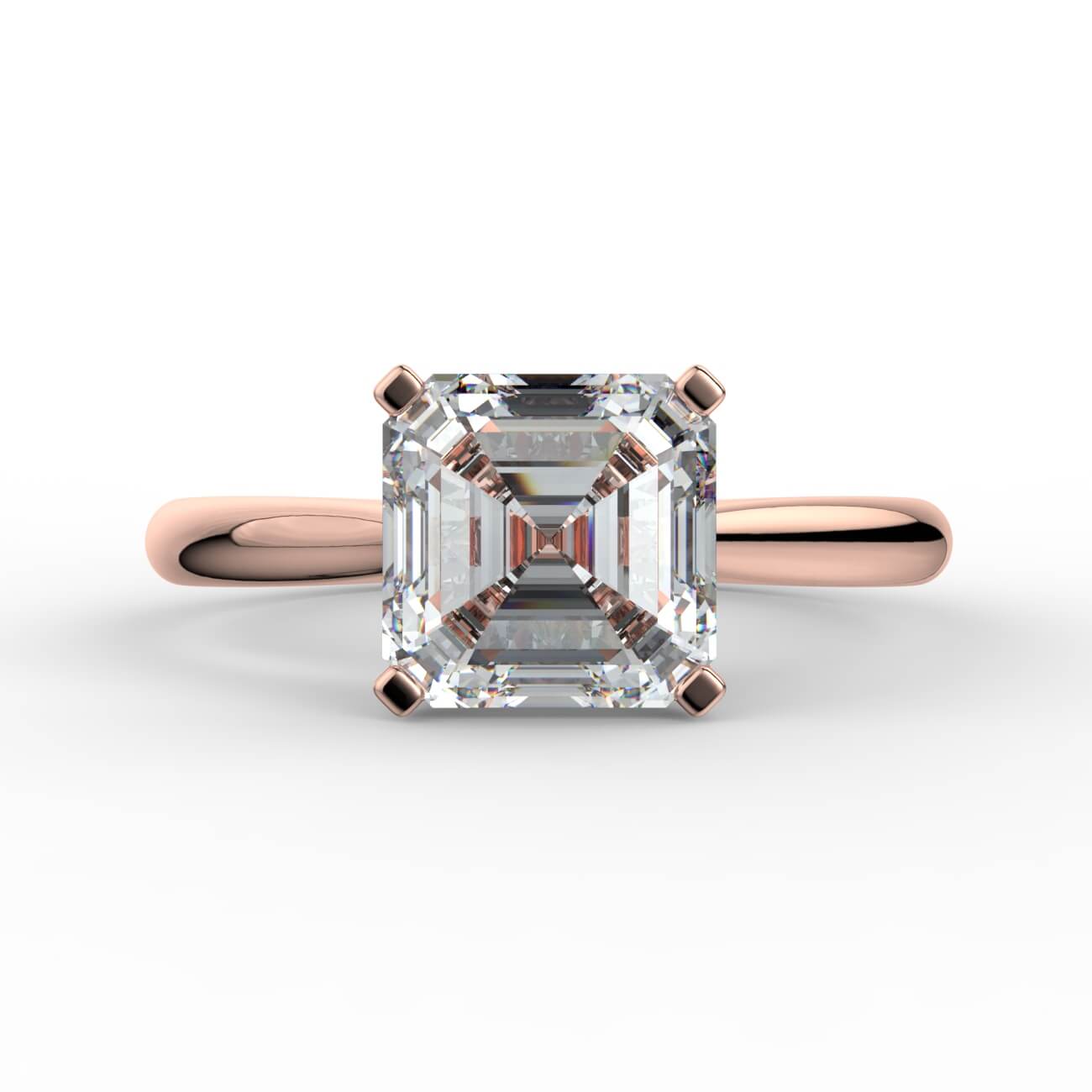 Asscher cut diamond cathedral engagement ring in rose gold – Australian Diamond Network