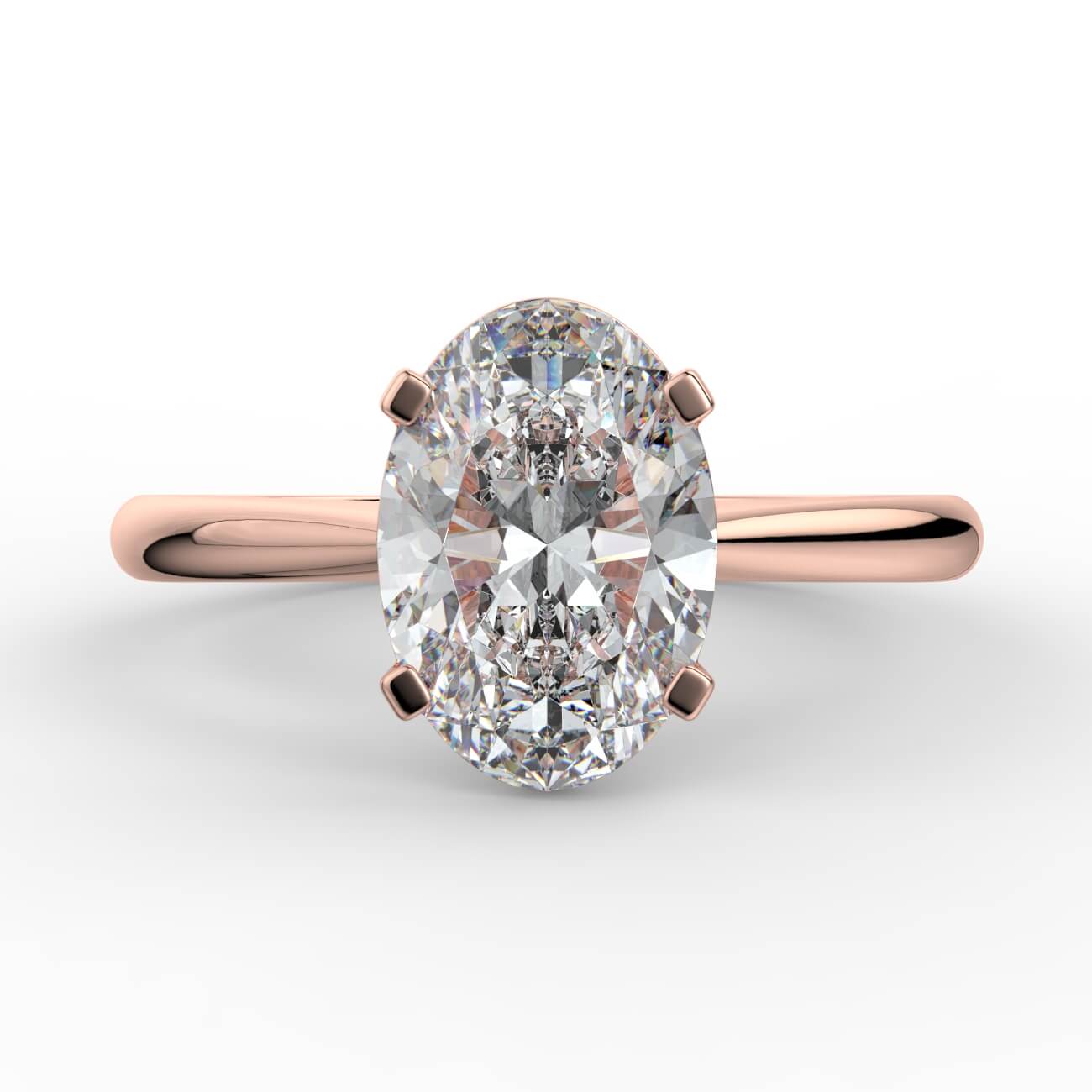 Oval cut diamond cathedral engagement ring in rose gold – Australian Diamond Network