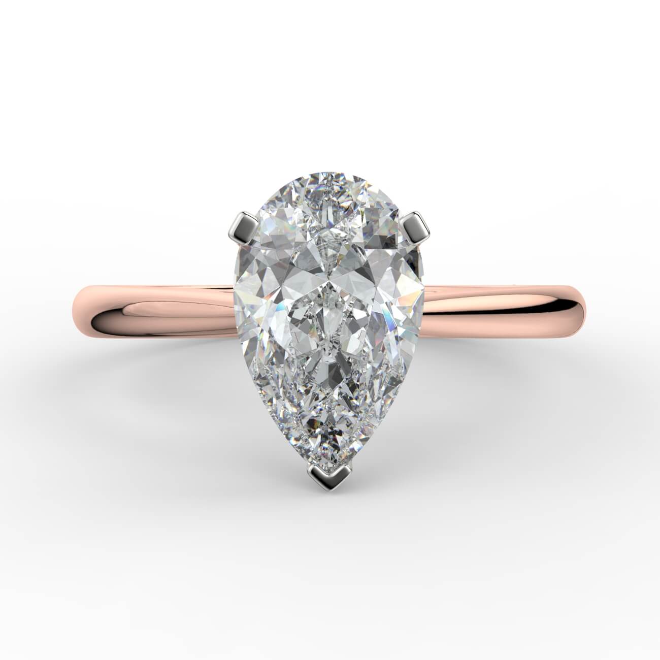 Pear cut diamond cathedral engagement ring in white and rose gold – Australian Diamond Network