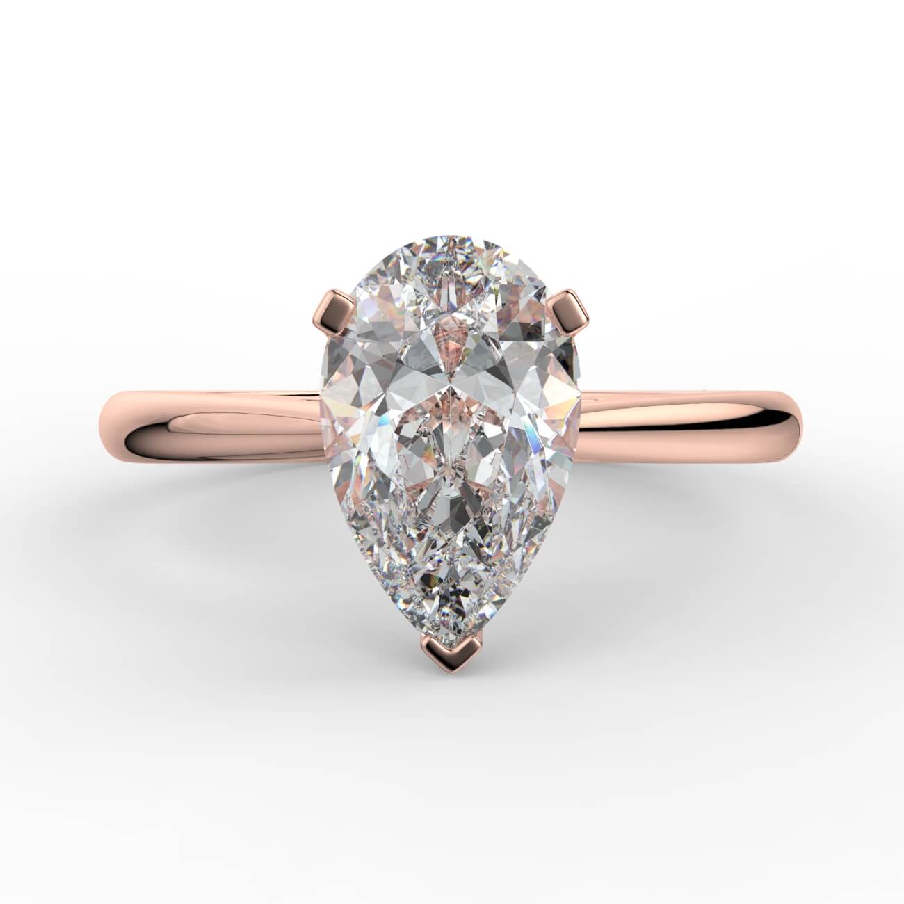 Pear cut diamond cathedral engagement ring in rose gold – Australian Diamond Network