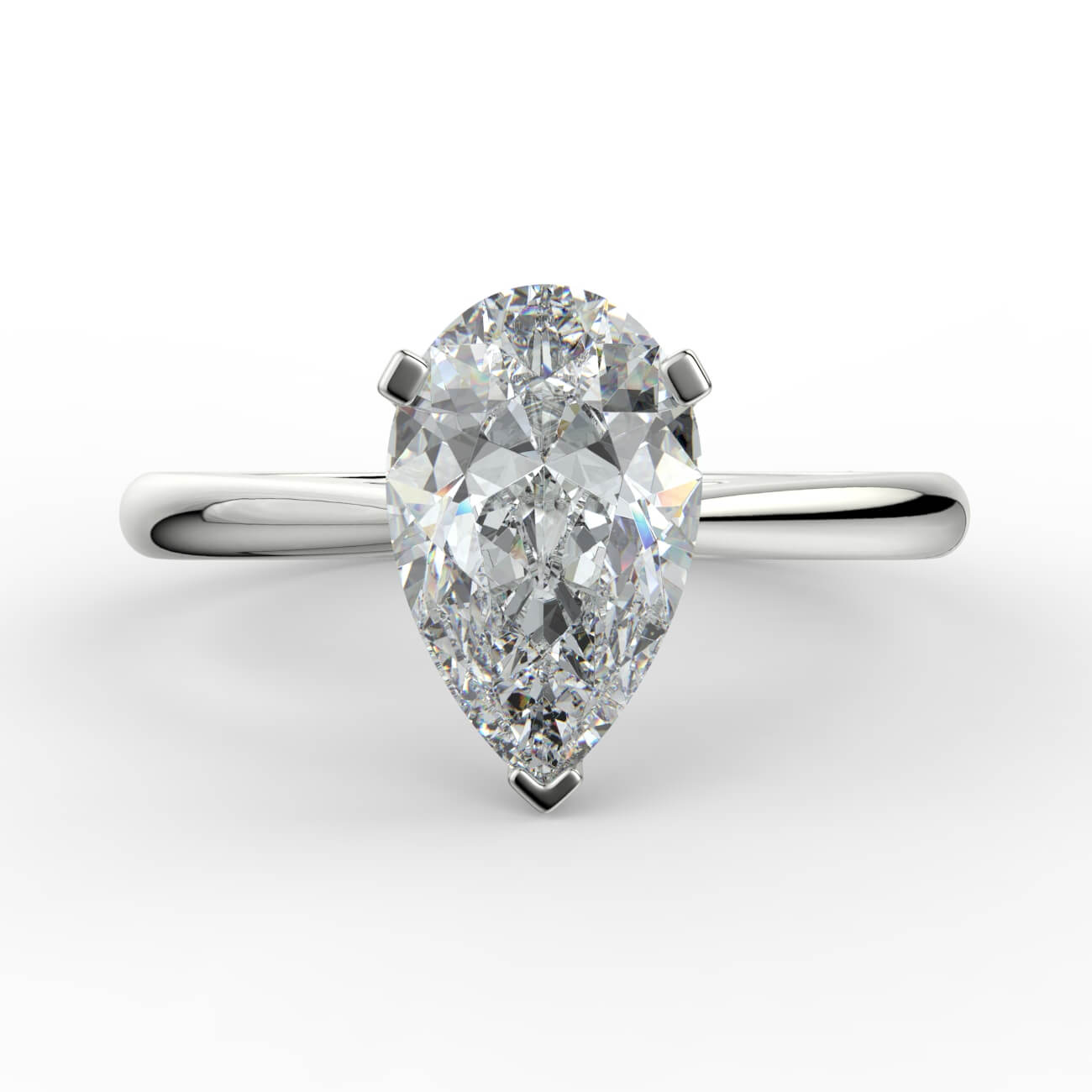 Pear cut diamond cathedral engagement ring in platinum – Australian Diamond Network
