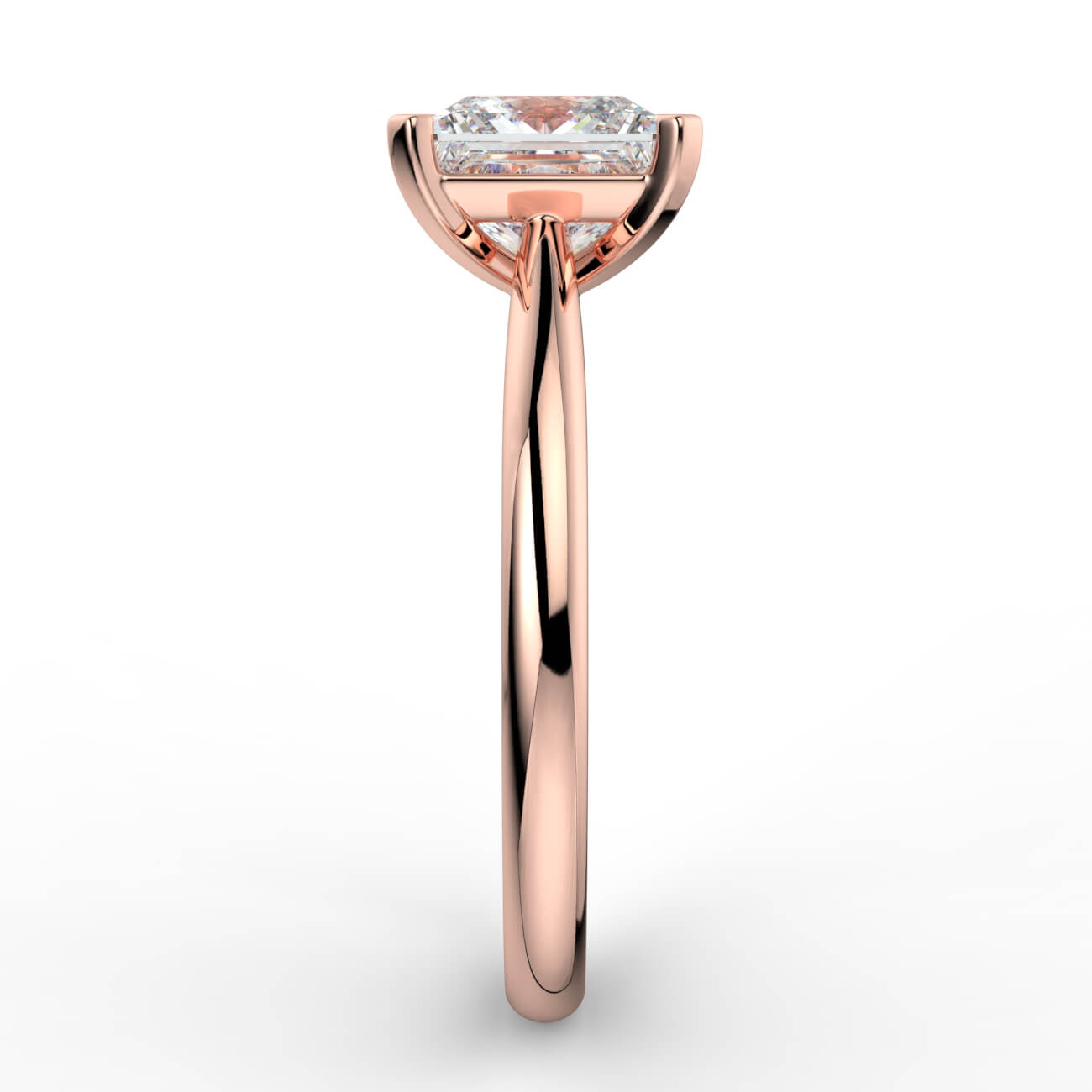 Princess cut diamond cathedral engagement ring in rose gold – Australian Diamond Network