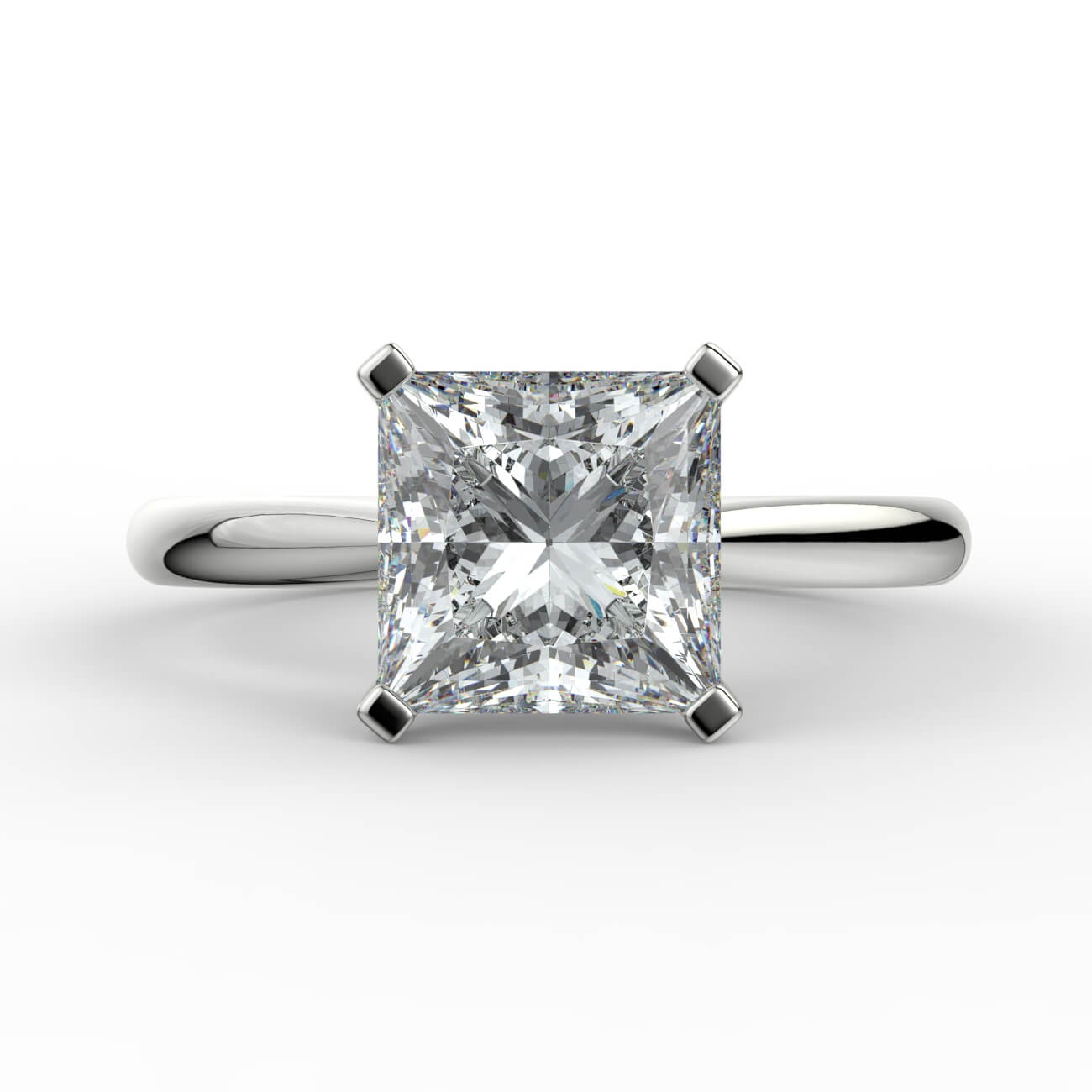 Princess cut diamond cathedral engagement ring in white gold – Australian Diamond Network