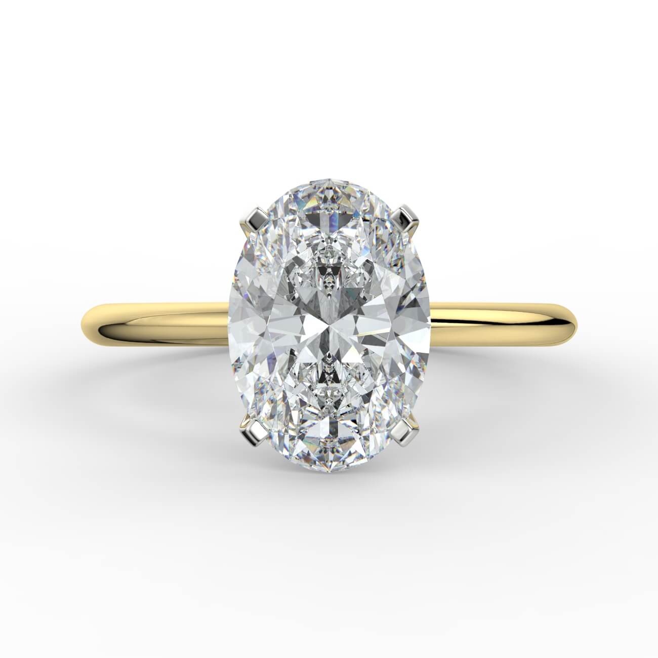 Tapering Solitaire Engagement Ring in white and yellow gold – Australian Diamond Network