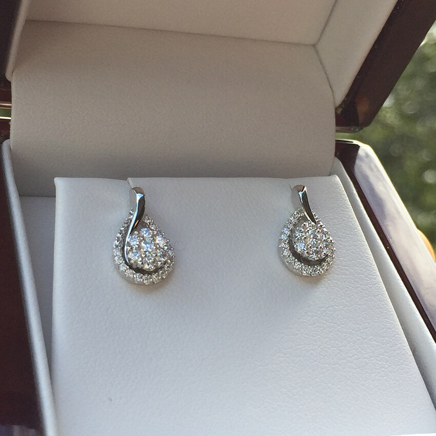 Tear Drop Diamond Earrings In 9k White Gold - Australian Diamond Network