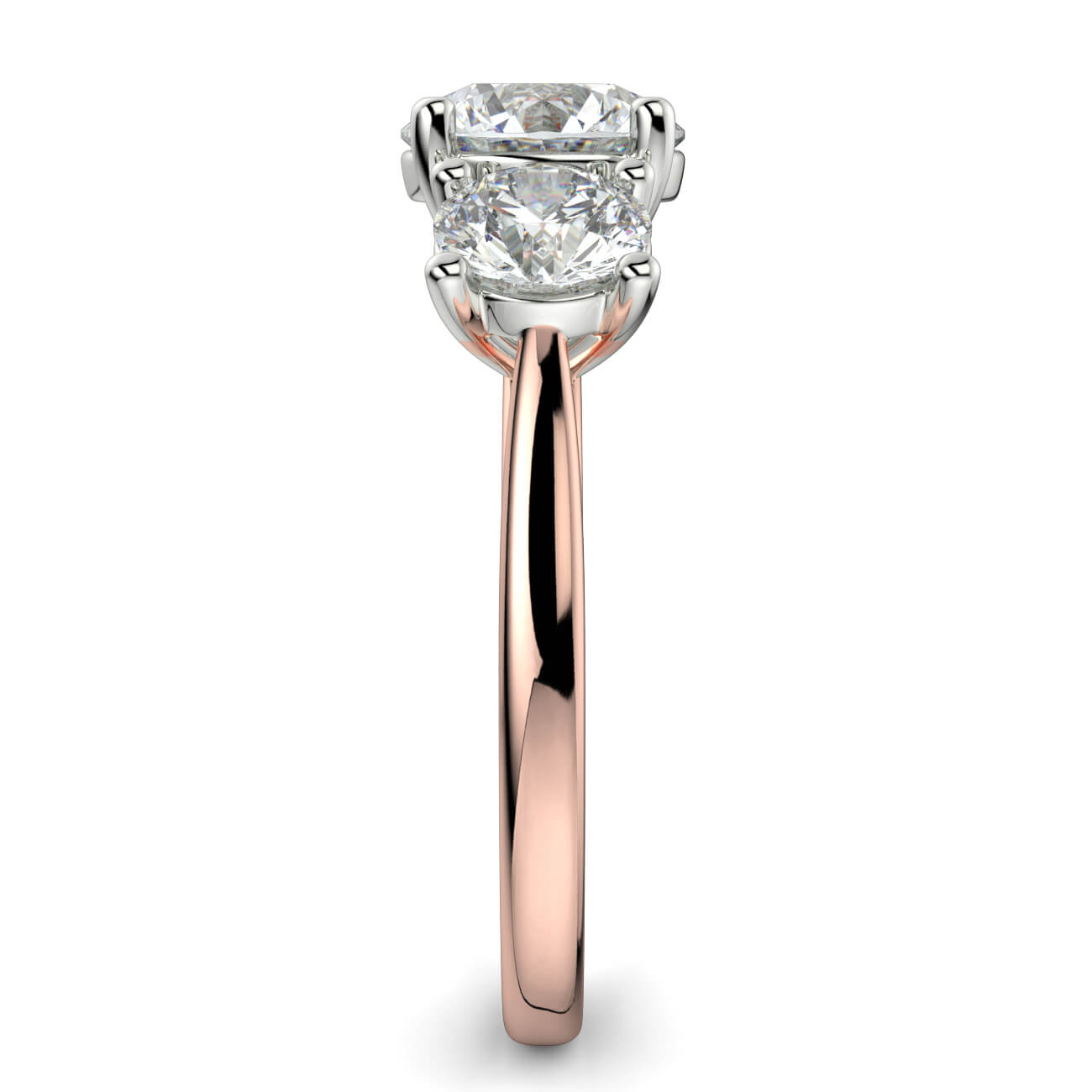 Three Stone Diamond Engagement Ring in Rose and White Gold – Australian Diamond Network