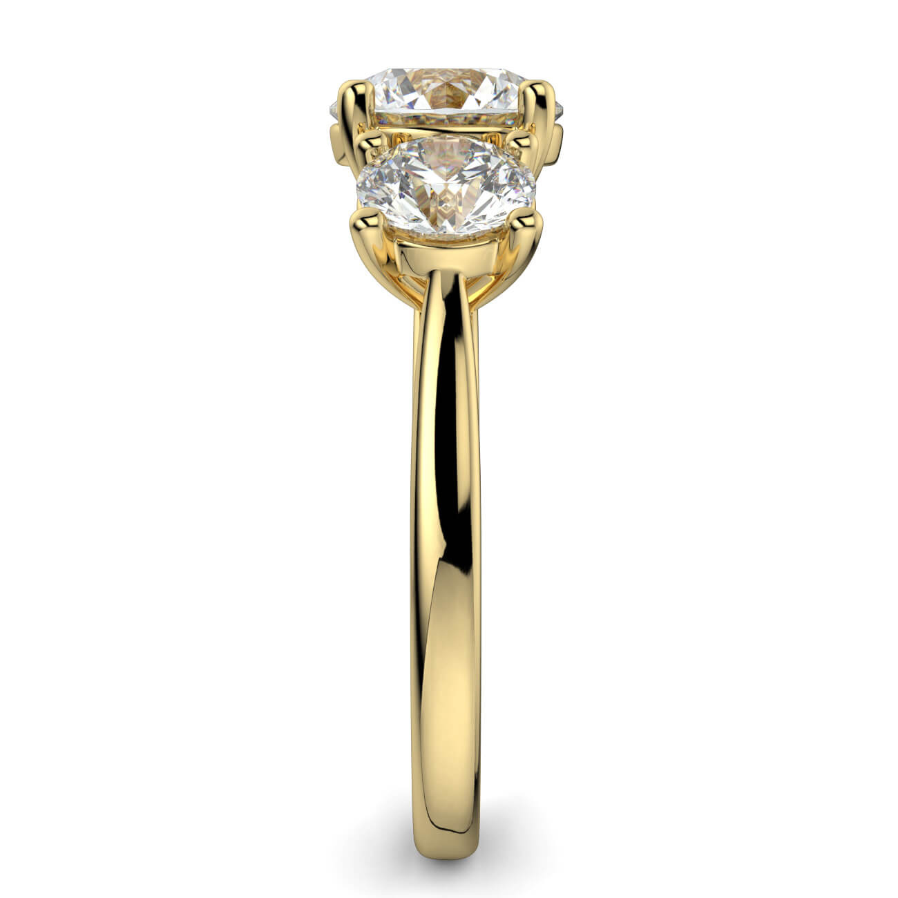 Three Stone Diamond Engagement Ring in Yellow Gold – Australian Diamond Network