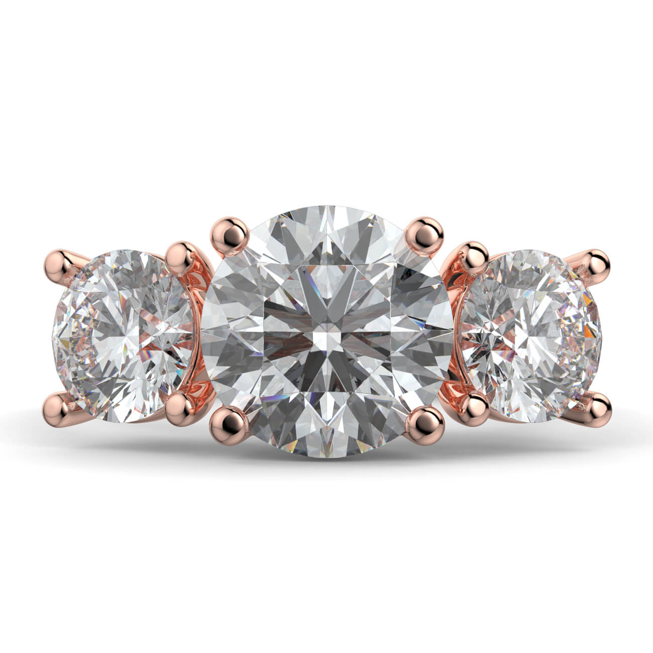 Three Stone Diamond Engagement Ring in Rose Gold – Australian Diamond Network