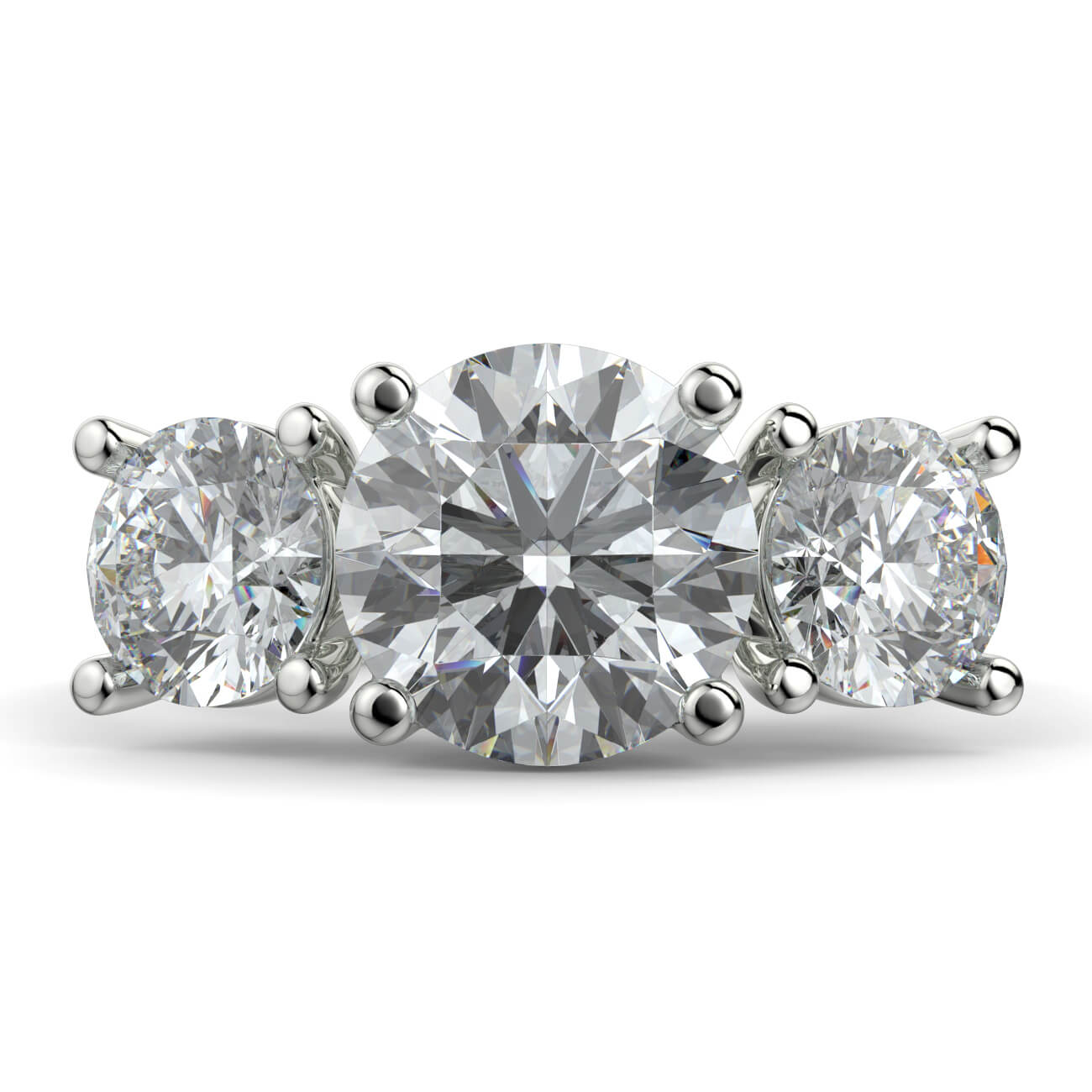 Three Stone Diamond Engagement Ring in White Gold – Australian Diamond Network