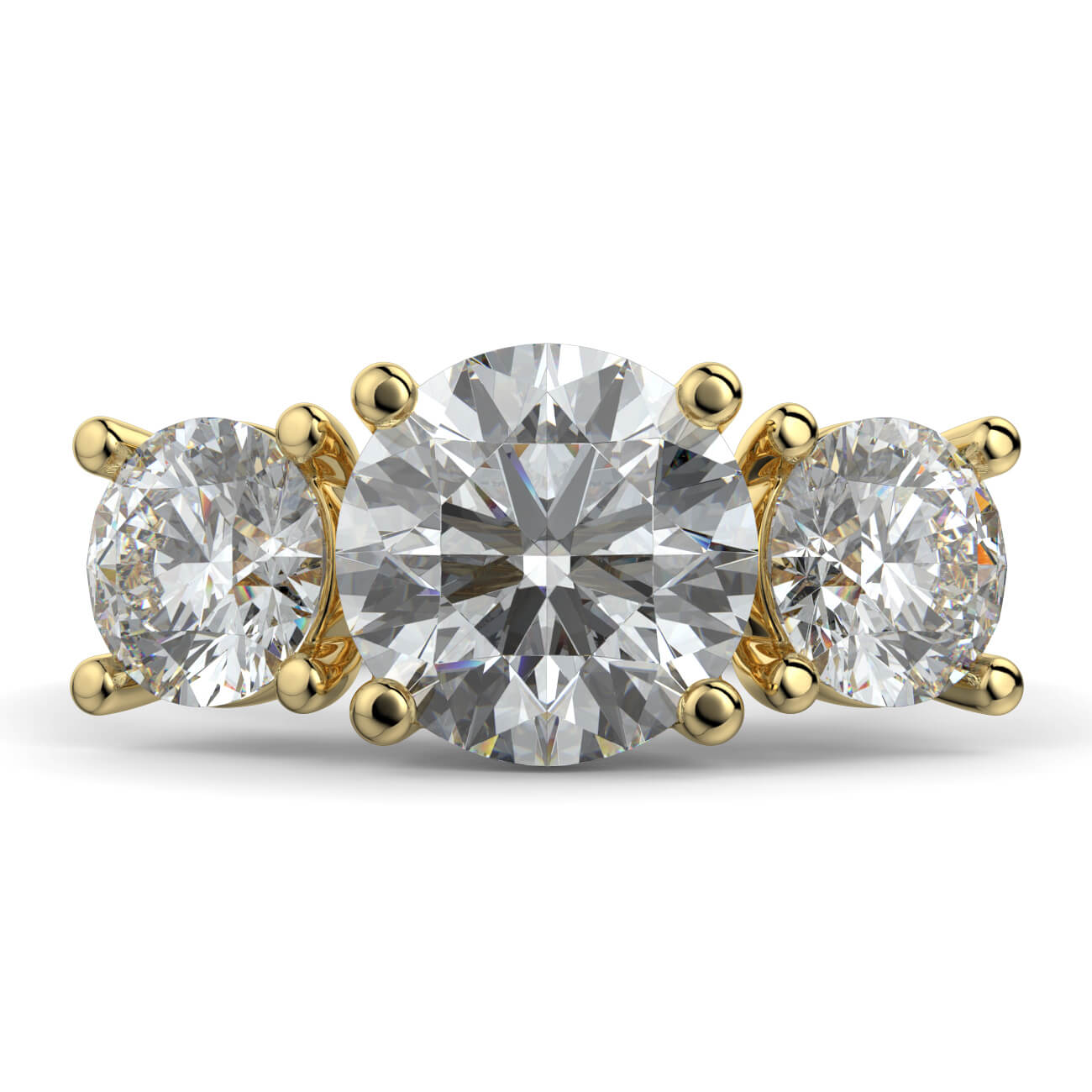 Three Stone Diamond Engagement Ring in Yellow Gold – Australian Diamond Network
