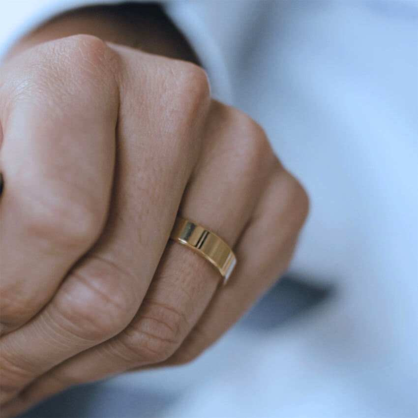 Yellow Gold Traditional Flat Mens Wedding Ring – Australian Diamond Network