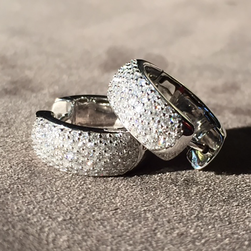 white gold pave diamond hoop earrings - Australian Diamond Network