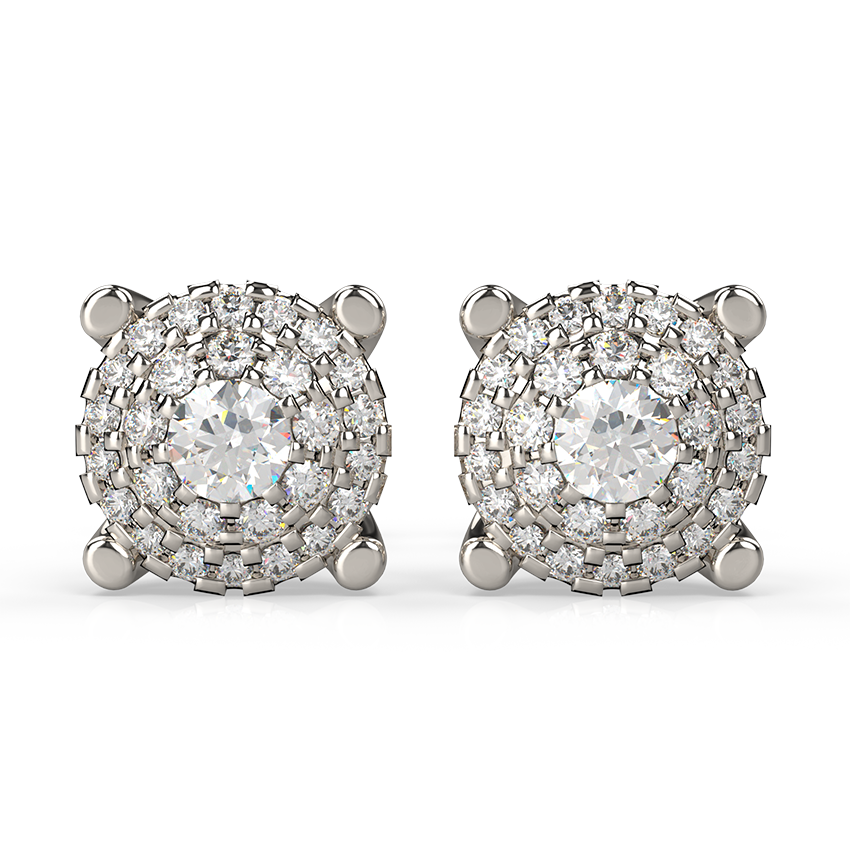 round diamond studs set in double halo cluster - Australian Diamond Network