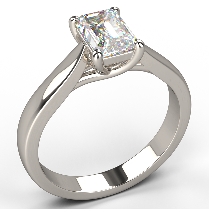 traditional four claw emerald cut diamond engagement ring - Australian Diamond Network